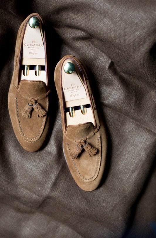 sapato tassel loafer de camurça