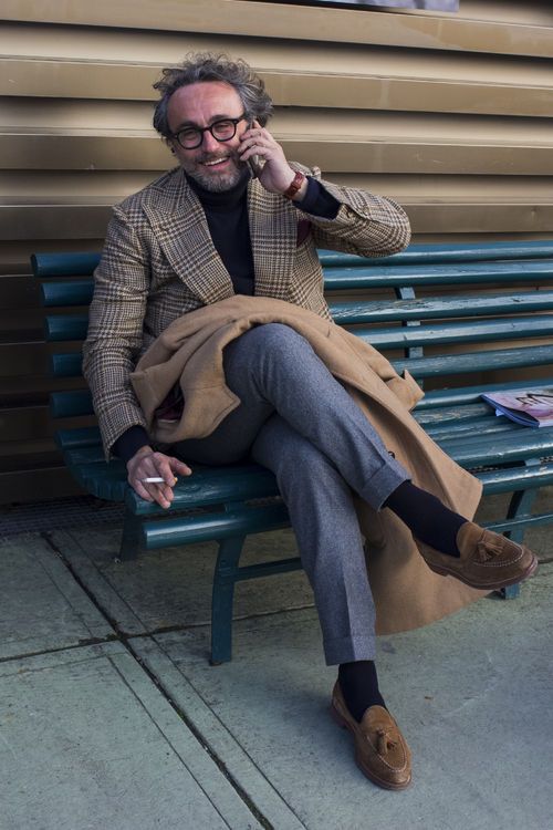 sapato tassel loafer com tweed