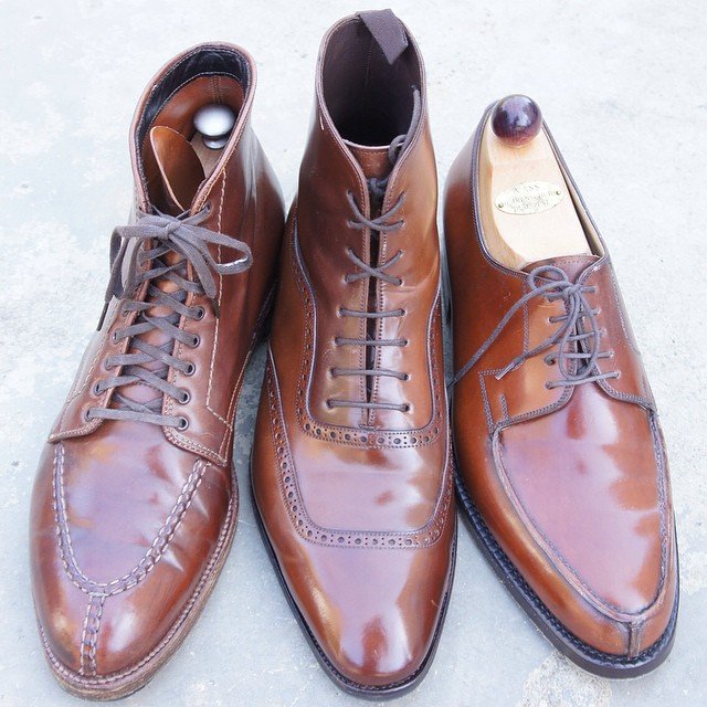 bota brogue em couro shell cordovan