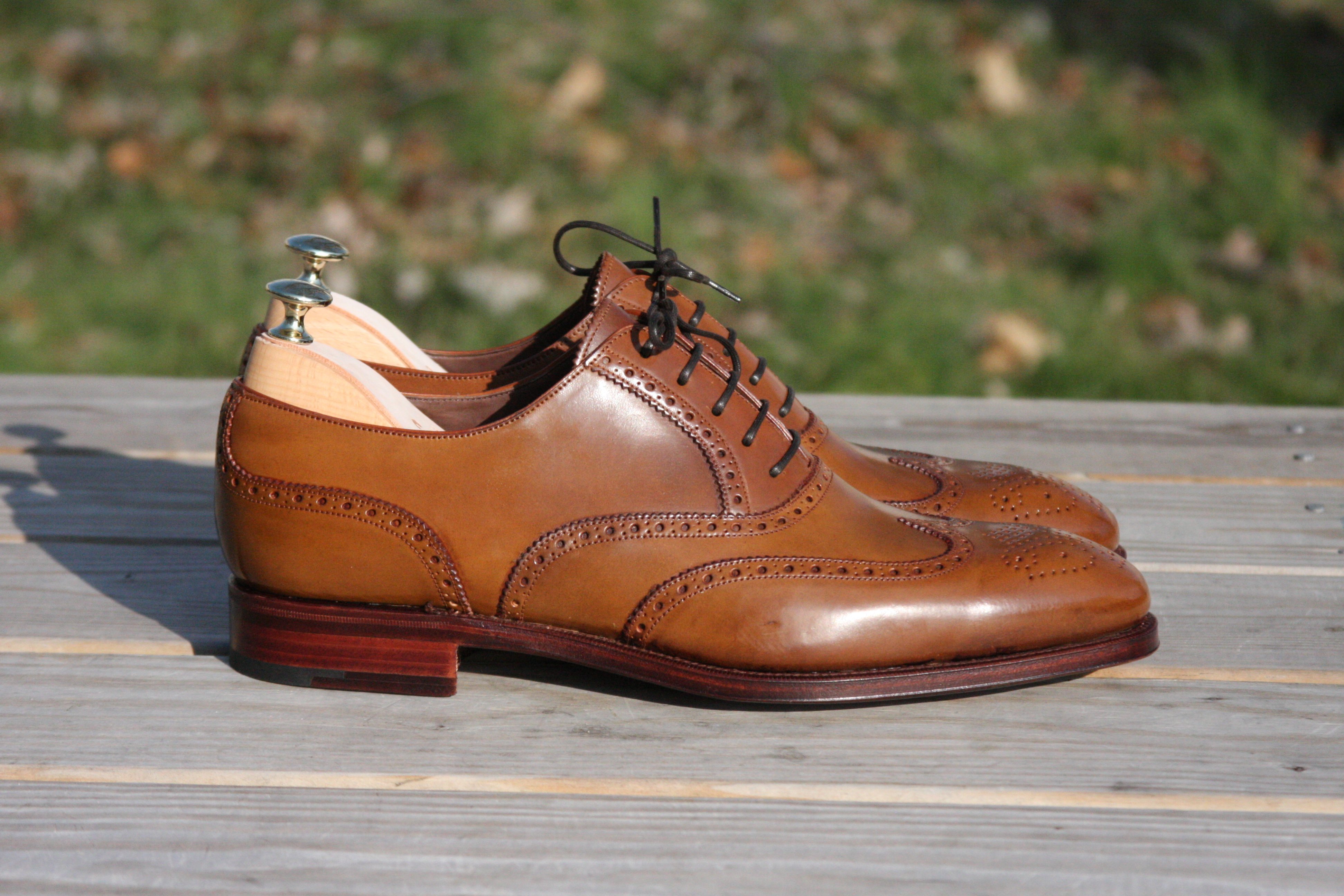 sapato brogue em couro shell cordovan