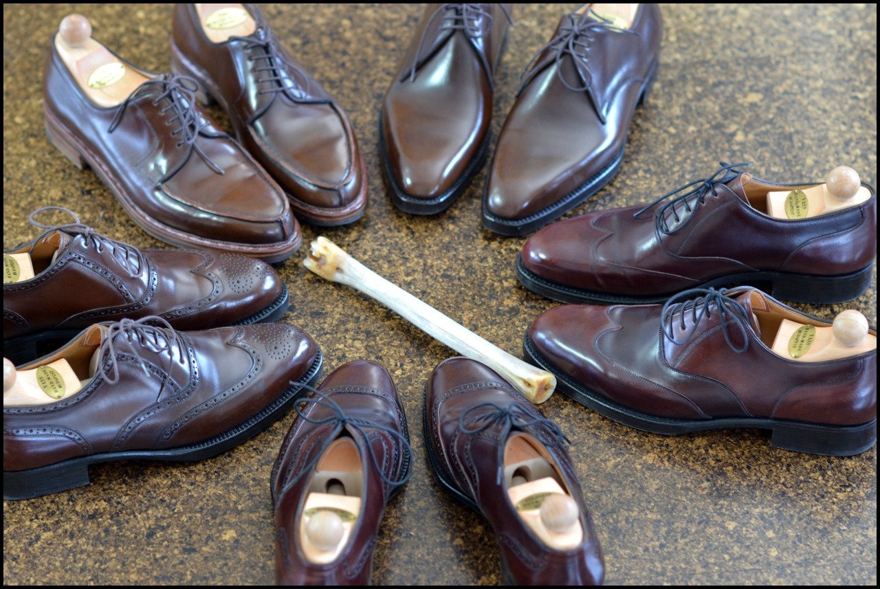 sapatos em couro shell cordovan