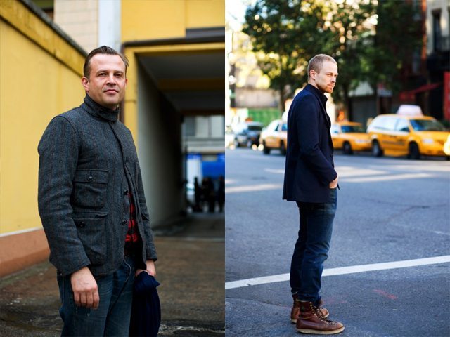 Em 2008 o Sartorialist fez um projeto para a GQ chamado "Suits and Boots". Na esquerda, um casaco inspirado no workwear.