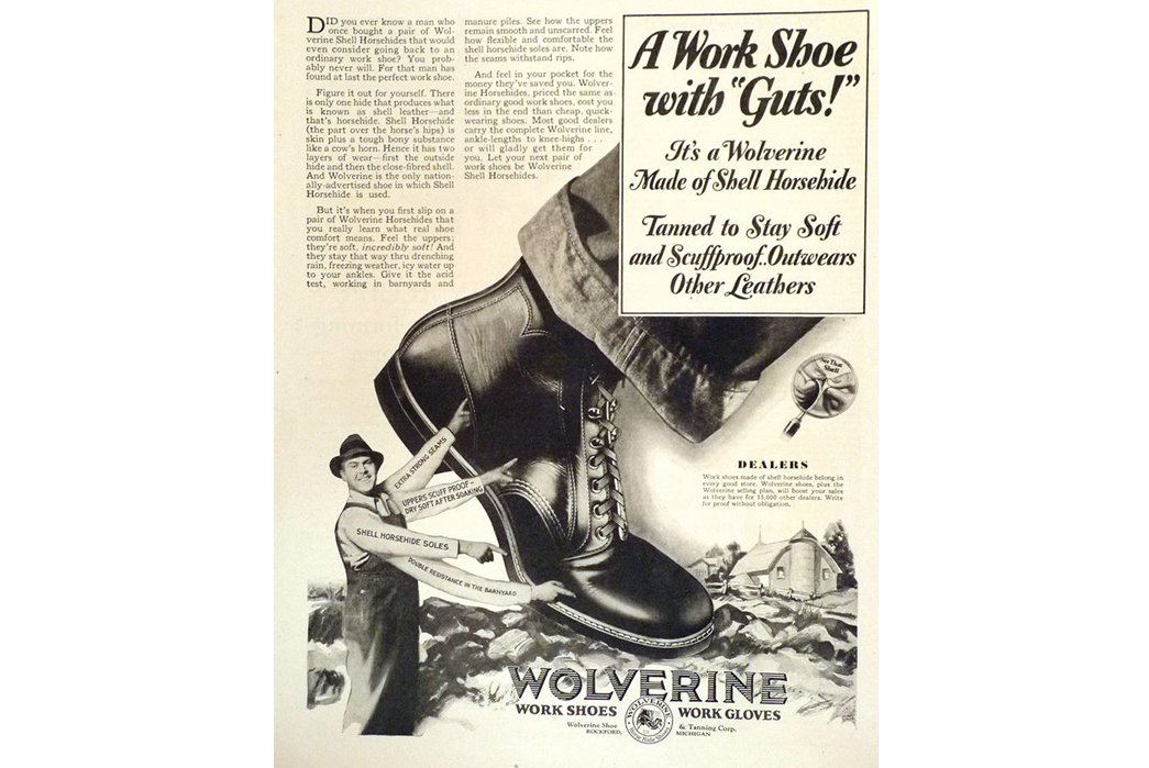 bota wolverine 1000 miles em anúncio antigo de botas