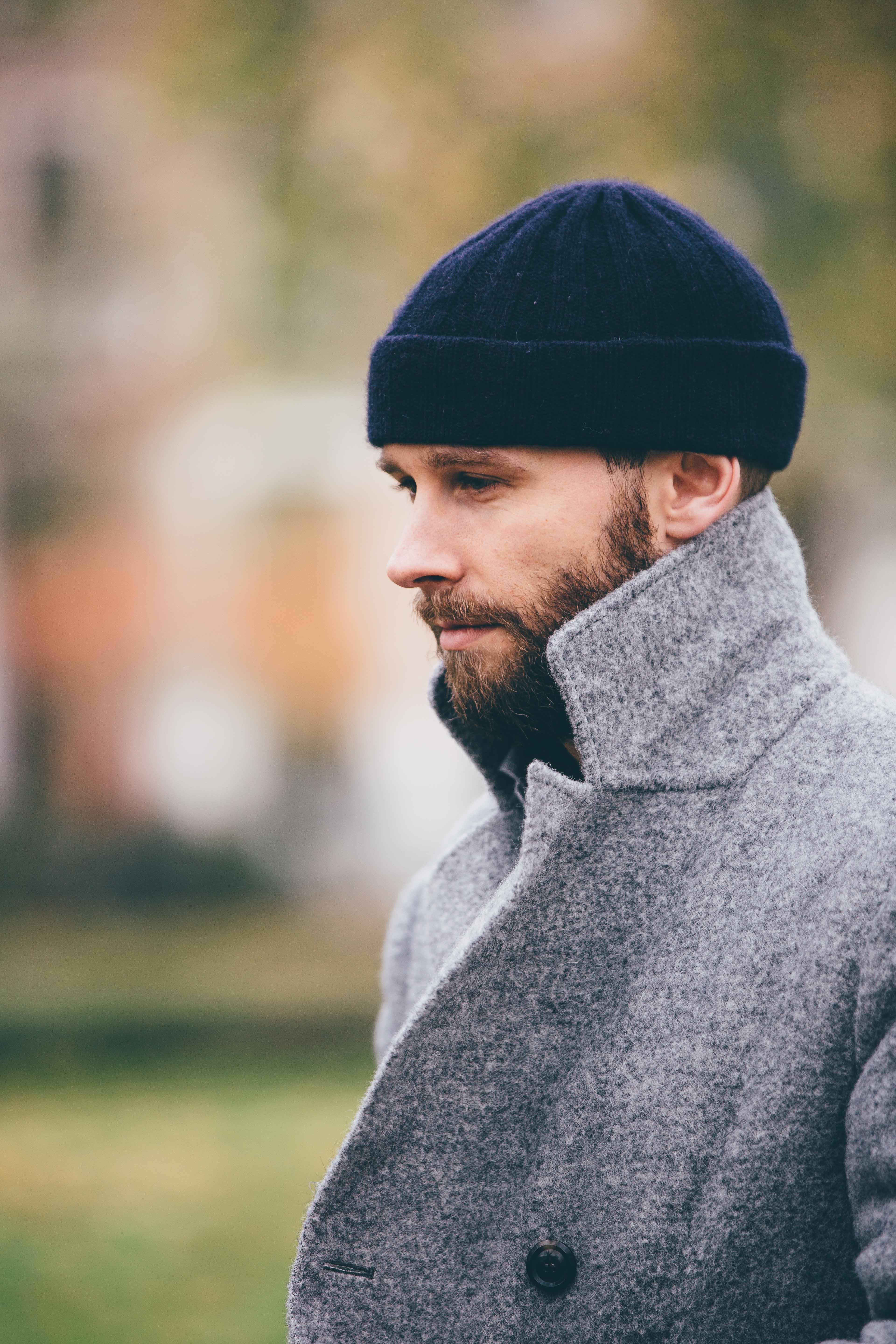 gorro masculino azul marinho de cashmere